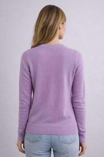 Image of JENNIE LIU Women's 100% Pure Cashmere Crew Neck Sweater, Tight Knit Cozy Soft Hand Washable Long Sleeve Pullover