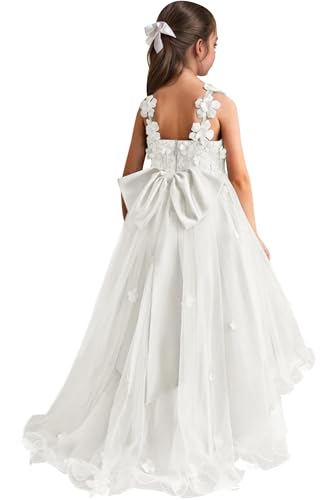Lace Applique Flower Girl Dresses for Wedding Tulle Bridesmaid First Communion Dress Princess Pageant Party Gown