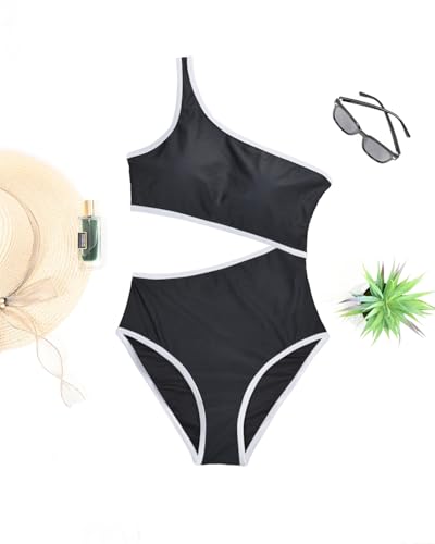 Image of Women's One Piece Swimsuit- One Shoulder Bathing Suit Cutout Tummy Control Swimwear