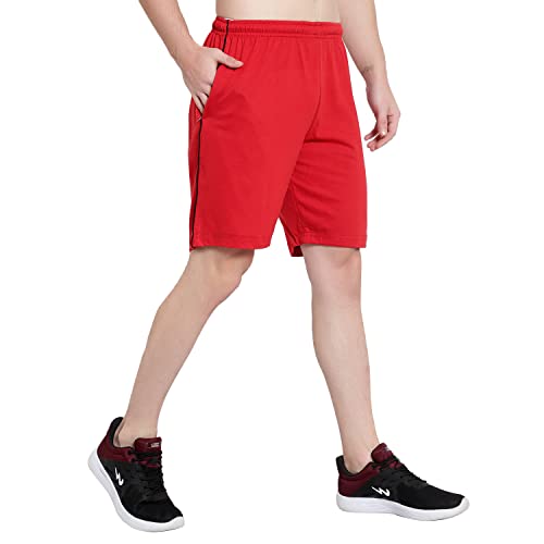 Image of DIA A DIA Men's Cotton Shorts with Zipper Pockets - Elastic Waist with Drawstring, Comfortable Casual & Gym Shorts for Men, Sizes M to 5XL (28-46 Inch Waist), Plus Sizes