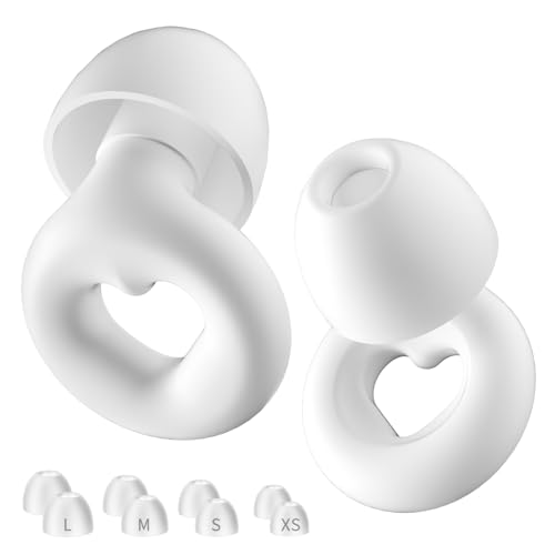 NEUTYPECHIC Tapones para dormir de silicona reutilizables, protección auditiva, tapones para dormir para viajar, trabajar, dormir y conciertos, con 8 puntas en XS/S/M/L (blanco, talla única)