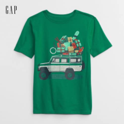 Gap Boys Graphic Short Sleeve T-Shirt Holiday Green 11 Xxl #TOP2