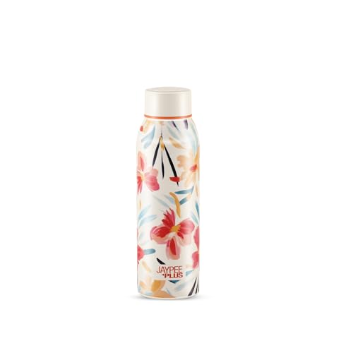 Image of Jaypee Plus Punch Prime Stainless Steel Printed Vacuum Insulated Water Bottle 620 ml | ISI Certified Rustproof & Leakproof Flask with 24Hrs Hot & Cold Ideal for School Kids, Office & Travel - (White)
