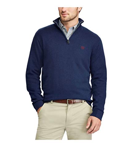 Chaps Performance Mens Coolmax Newport Navy Blue Stretch Mock Neck Pullover Sweater M