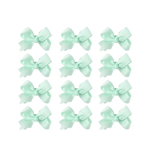 Image of Small Solid Bow for Girls - Set of 12 (Light Aqua)