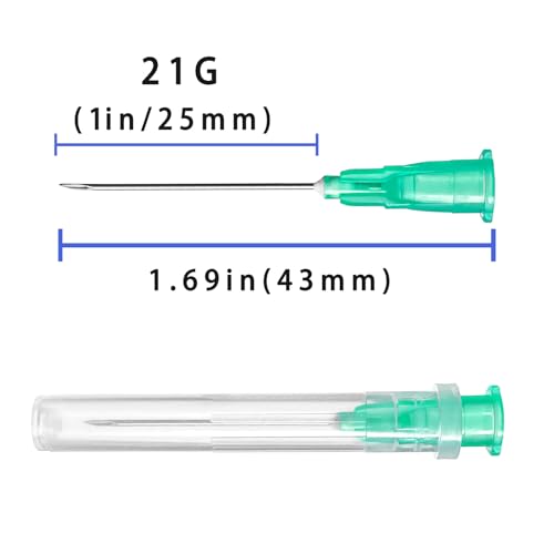 Image of 100Pack 21Ga 1 inch Luer Lock for Measuring Refilling Ink | Individually Packaged