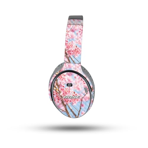 Image of MightySkins Carbon Fiber Skin Compatible with Bose QuietComfort 35 II Headphones - Cherry On Sky | Protective, Durable Textured Carbon Fiber Finish | Easy to Apply