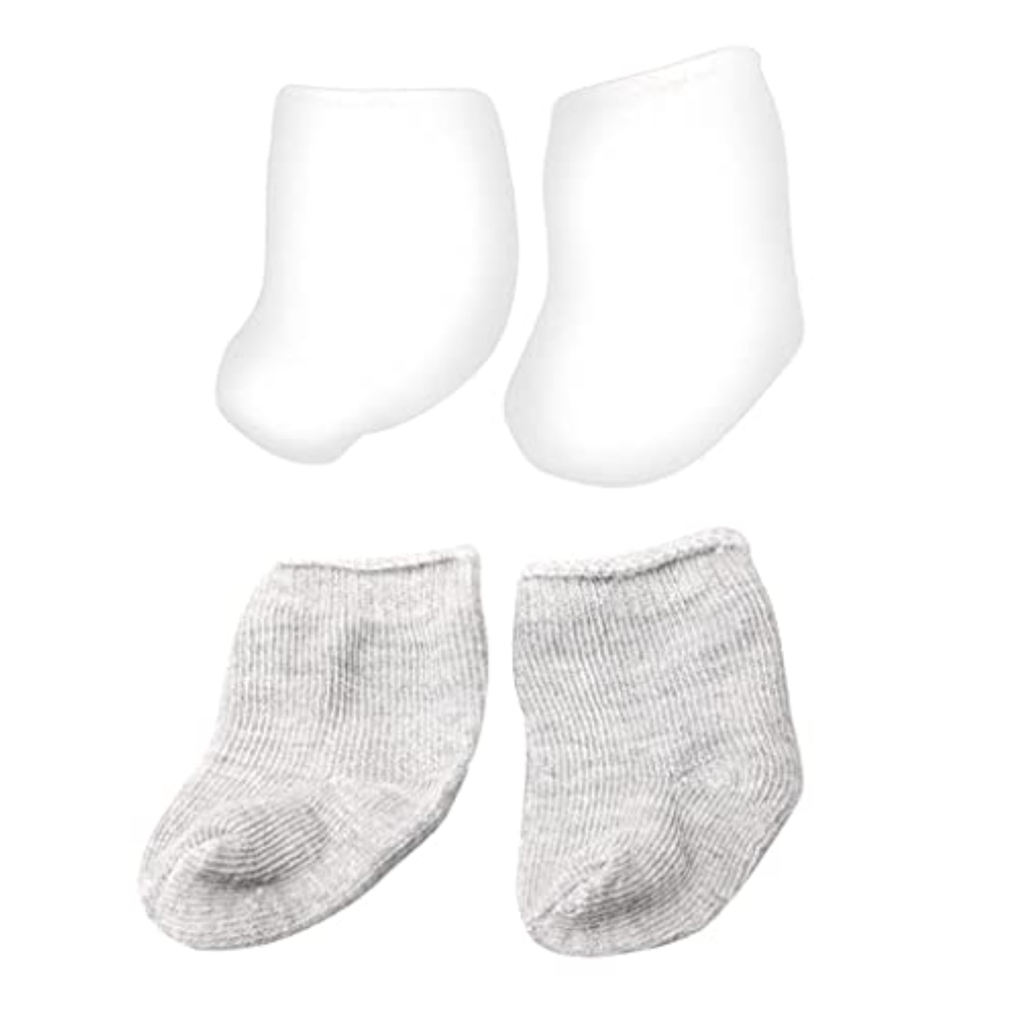 Handmade Stocking Socks for 18inch Dolls, White & Grey