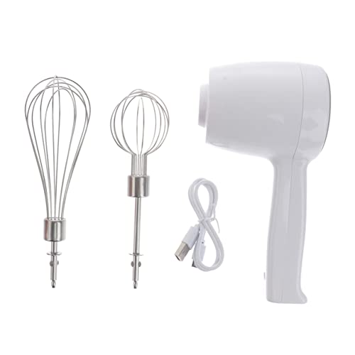 Cabilock 1 Set Cordless USB Rechargeable Egg Mixer Adjustable Speed Handheld Electric Whisk for Kitchen Baking for Cakes and Egg Stirring Dual Rod Design