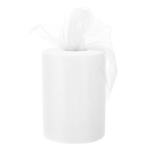 Tulle Roll Fabric Spool for Tutu, Wedding Party Decorations Table Skirts Gift Bow Craft 6 Inch x 100 Yards (300FT)-White