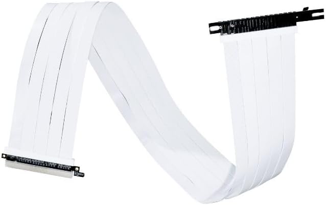 Lian Li Premium PCI-E 16X 4.0 Black Extender Riser Cable 900mm - White Color - PW-PCIV-4-90W