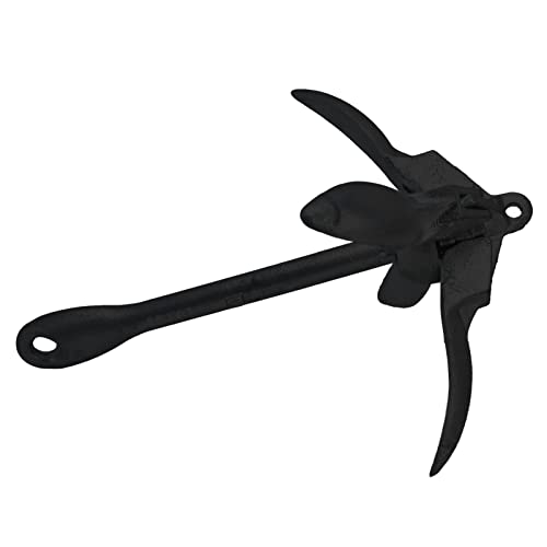 Miniatura 7 de Fydun Rezón De Anclaje Plegable, 4 Platijas, 1,5 Kg, Accesorio Para Barco De Acero Al Carbono Para Canoa, Embarcaciones Pequeñas, Kayaks, Moto Acuática Negro Acero Al Carbono