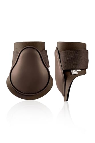 HORZE Chicago Fetlock Rear Boots | Lightweight, Adjustable, Jumping Horse Boots (Pair) - Chocolate Brown - Horse