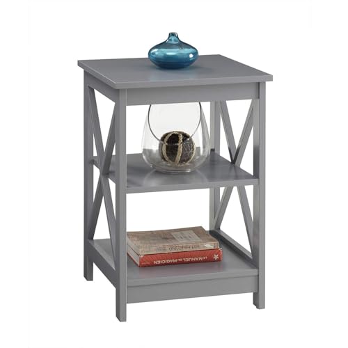 Convenience Concepts Oxford End Table 15.75" - Modern Living Room Table with Storage Shelves, Transitional Nightstand Side Table for Home Decor and Display, Gray - Image 4