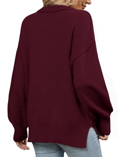 Lylinan Cozy Oversized Sweater for Women Side Slit Knit Pullover Crewneck Top for Fall Winter Outfits XS-XXL3