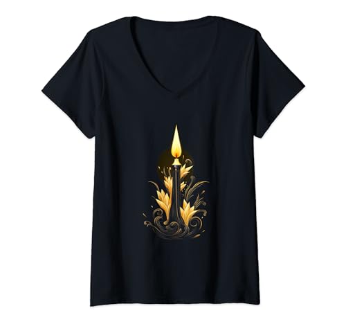 Femme Bougie de Pâques Pâques T-Shirt avec Col en V