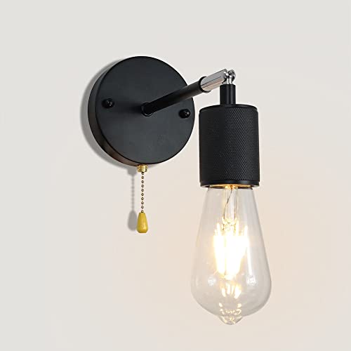 Vintopsh Industrial Pull Switch Wall Sconce, Black Metal Wall Lamp, Farmhouse Adjustable Wall Light Fitting,Edison Sconce Lighting Fixtures #TOP15