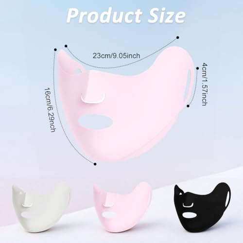 Image of SANNIDHI UV Mask Sun Protection Mask for Women 3Pcs UPF 50+ Breathable Ice Silk UV Protection Masks with Nose & Mouth Open Cut, Traceless Ear Loop Design (Black+Pink+Light Grey)