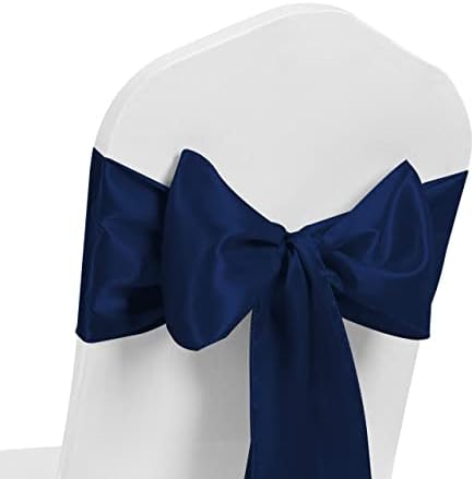 Pack of 10 Satin Chair Sash WIDER FULLER BOWS Chair Sashes Bow Back Tie Ribbon Wedding Banquet Decoration (Platinum)