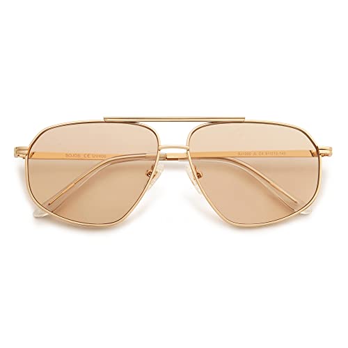 SOJOS Retro Hexagon Aviator Sunglasses for Women Men Trendy Vintage UV400 Protection Shades SJ1200