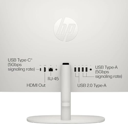 Image of HP 22 inch FHD All-in-One Desktop Computer | Intel Dual-Core CPU | 16GB DDR4 RAM, 512GB PCIe SSD | WiFi 6, Bluetooth 5.3, RJ45 | Anti-Glare | Intel UHD Graphics | USB-C 5Gbps Port | Wired KB & Mouse