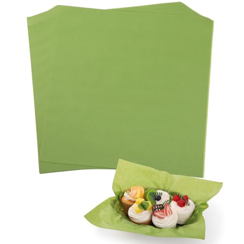 KIKISML 100 PCS Deli Paper Sheets 12 * 12 Inch, Food-grade Pure Color Greaseproof Paper Food Basket Liners for Sandwiches, Burgers, Fries Wrapping for Party, Festival and Outdoors - Green