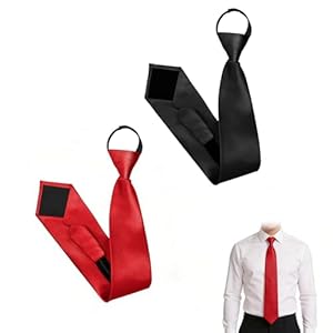 2-delige heren stropdasset rood zwart, verstelbare voorgeknoopte stropdas met ritssluiting, standaard maat 48 cm, elegante klassieke stropdas voor kantoor, bruiloft en formele gelegenheden