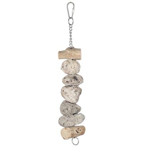 Exotic Nutrition Pumice Chew Dangle - Natural Healthy Hanging Cage Accessory Toy - for Squirrels, Degus, Chinchillas, Prairie Dogs, Birds, Rats, Hamsters, Guinea Pigs & Other Small Pets