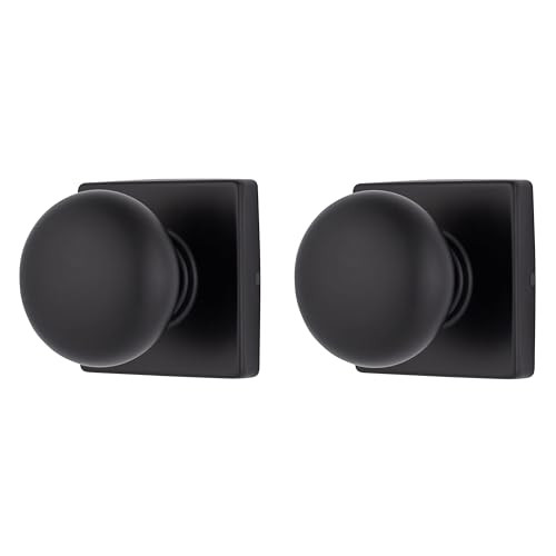 BRINKS – Contemporary Non-Locking Interior Ball Door Knob, Matte Black - Designed for Sleek and Modern Homes and Blends Seamlessly with Interior Décor (E2426-122) (2 Pack)