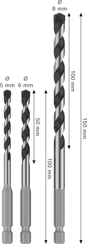 PRO HEX-5 Drill Bit 3pc set 5x100/6x100/8x150mm