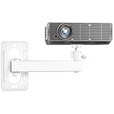 WALI Beamer Halterung Wand Projector Stand,360° Drehbar Beamer Wandhalterung,Verstellbare Projektorhalterung mit Universal 1/4 Zoll Gewinde,hält bis 2 kg für Heimkino,Spielzimmer,Weiß (1330LM-PMWS)