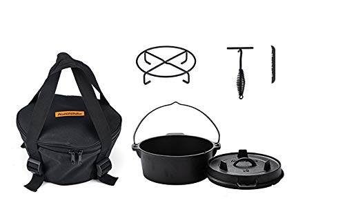 Naturehike公式ショップ ココット ダッチオーブンダッチポットホーロー鍋 鋳鉄製 シーズニング不要 オーブン対応 IH対応 10インチ 25CM 五徳 リッドリフター 収納袋付き 煮る 焼く 蒸す 直火 キャンプ バーベキュー 4枚目