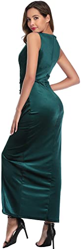 Babalet Women's Elegant Velvet Formal Dress Bodycon Evening Prom Sleeveless Ruched Dress2