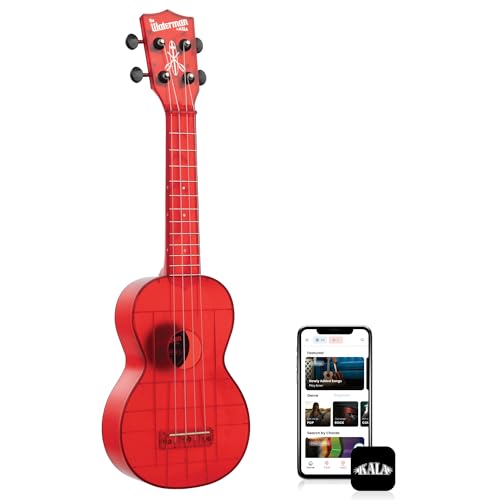 Kala Ukulele Maritime Red 4 String Soprano Ukulele from the Waterman Sea Glass Collection, Classroom Instruments for Kids Ages 3-5 and Adults