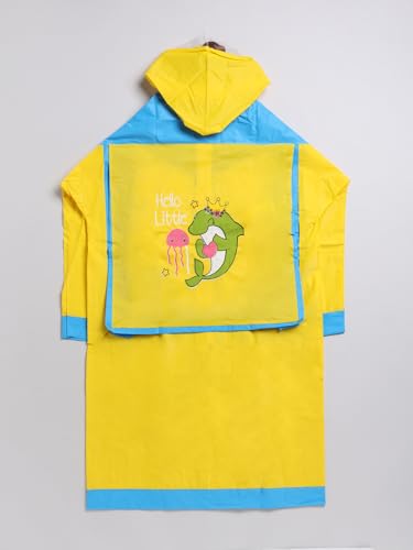 Image of Rupa Unisex Kids Pvc Rainwear, Cartoon Print Waterproof Standard Length Longcoat /Raincoat With Adjustable Hood For Boy And Girl And With Space For School Bag. Pack Of 1