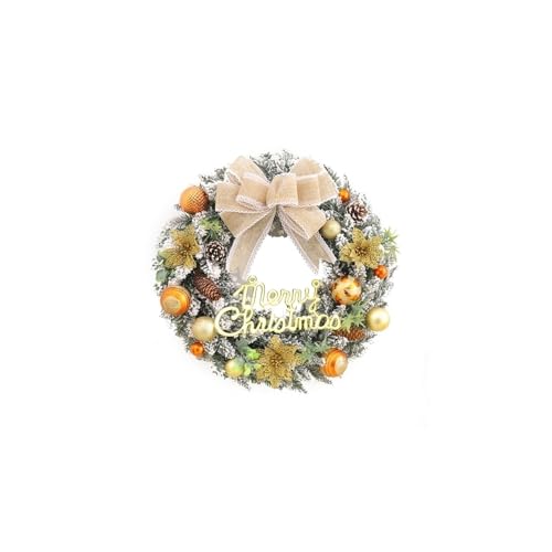 Décorations extérieures de Noël suspension murale et couronne de porte 40 cm lot de 2
