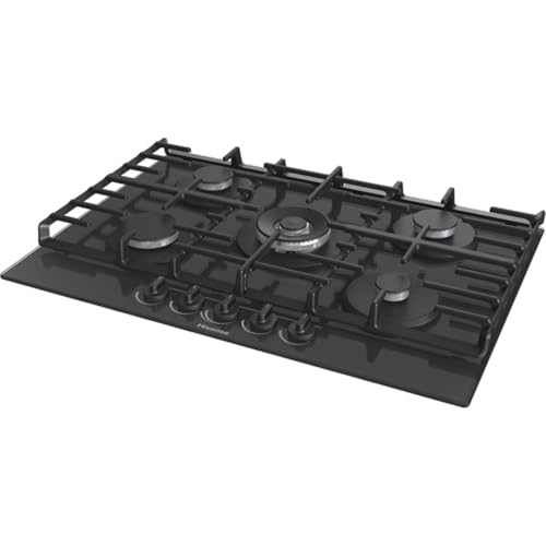 Hisense GG773B 75cm 5 burners built-in gas hob Tempered Glass Finish, Black