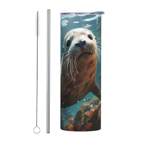 QAZWZML Taza de viaje de acero inoxidable con un cuerpo recto impreso adecuado tanto para bebidas frías como calientes