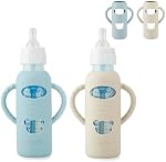 PandaEar 2 Paquet de manches en silicone pour Dr Brown 8oz Bouteilles pour bébés en verre, housses antidérapantes avec poignées, résistant à la chaleur & Facile à saisir