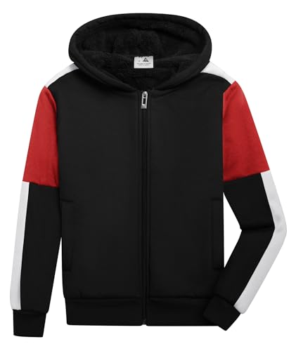 SWISSWELL Boys Fleece Jacket Long Sleeve Sherpa Lined Zip Up Hoodies Soft Warm Sweatshirt Outerwear for Kids 6-15 Years2
