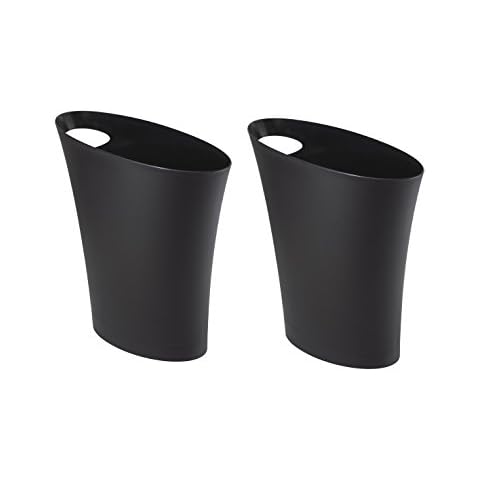 Umbra Basura delgada y elegante para el baño, capacidad de 2 galones, negro, paquete de 2 Cover