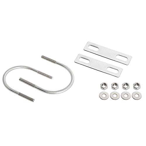 Image of Round U-Bolts 2.36 inch(60mm) Inner Width M6 Thread 304 Stainless Steel Silver with Plates Nuts Flat Washers for Car /RV /Trailer Bumper, 2Pcs