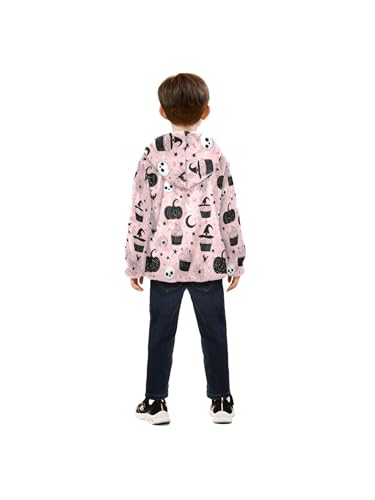 Cute Halloween Cake Skull Girls Fleece Jacket Girls Fall Jacket Boys Coats Zip Up Hoodie Children Outerwear 2-10T4