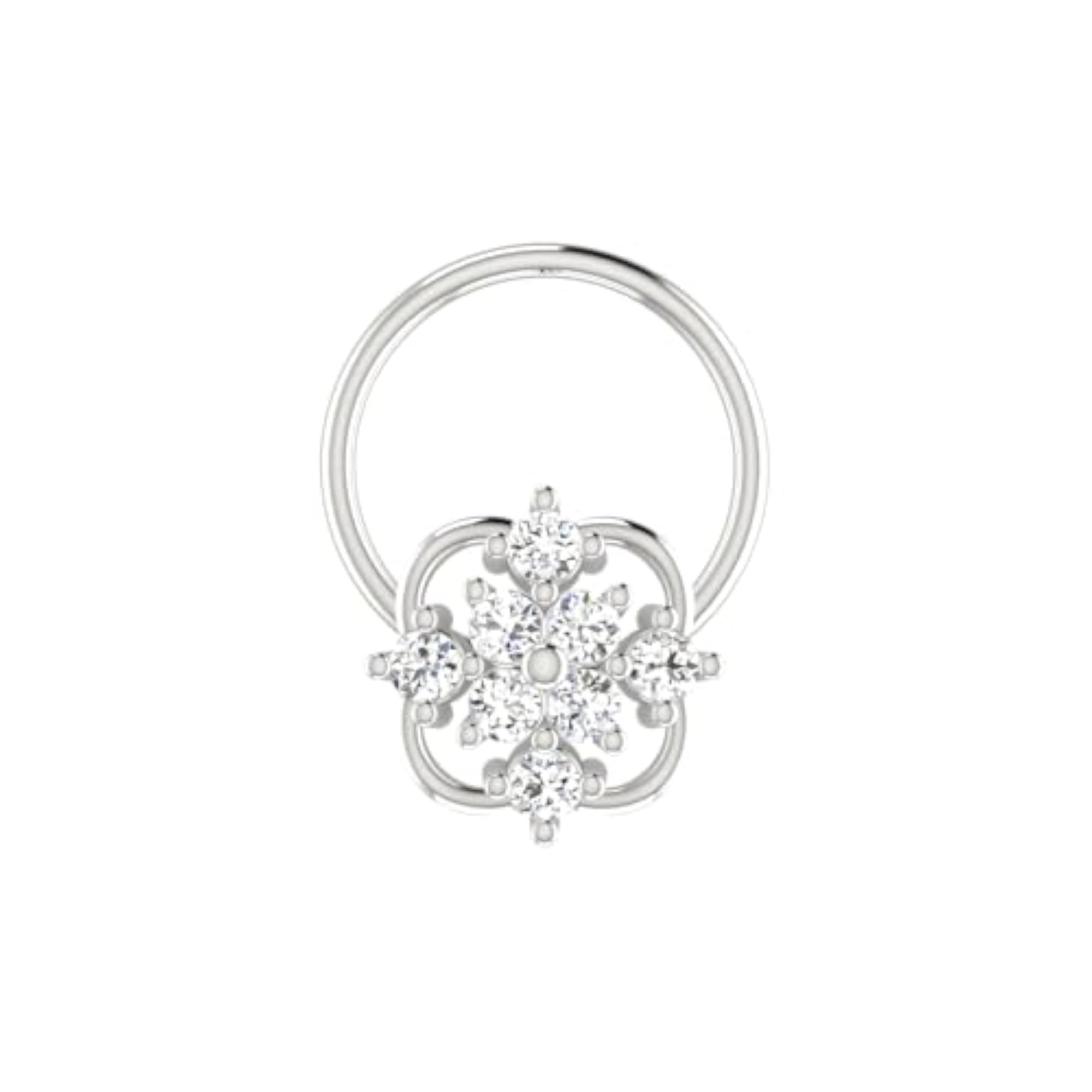 Women's 14Kt White Gold Stud Nosering, Sleek