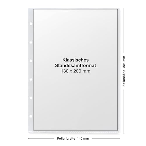 5er Set Stammbuchhüllen – Klarsichthüllen für Stammbuch im Standesamtformat | 130x200 mm | 6-fach gelocht | DeinWeddingshop Folien
