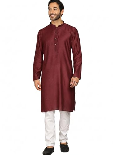 Image of Amazon Brand - Tavasya Men Maroon Self-Design Sequinned
