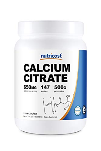 Nutricost Pure Calcium Citrate Powder (500 Grams) (Unflavored) - No Fillers, Gluten Free (1.1lbs)