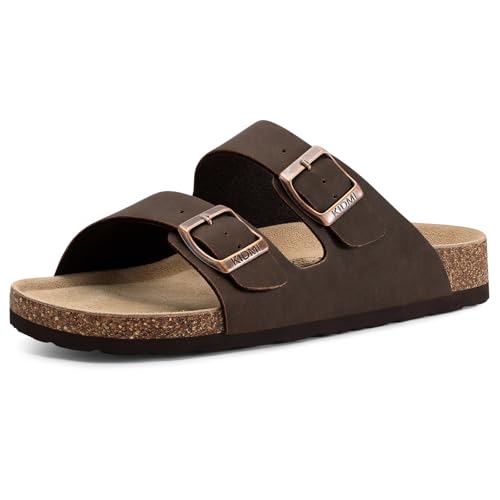Image of KIDMI Unisex Summer Sandals Arch Support Cork Footbed Slide Sandals with Double Adjustable Buckle for Women Men