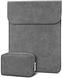 MaEiol 13,3-14 Zoll Laptop Sleeve Laptophülle, Laptoptasche Hülle mit Zubehör Tasche, PU Leder Vertikale Laptop Hülle Computer Tasche für MacBook/HP/Dell/Lenovo/Acer/Huawei/Samsaung/Surface, Gray