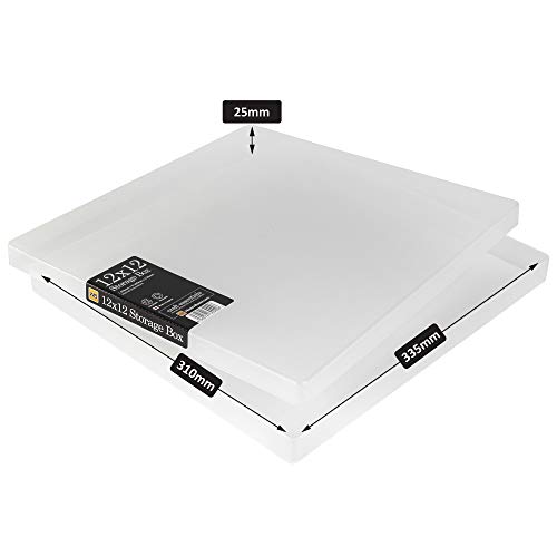 WestonBoxes 12x12 (12.5 x 13.5 Inch / 31 x 33.5cm) Plastic Storage Box for Scrapbooking and Paper Crafts - 2.6 Litre Volume (Pack of 4)